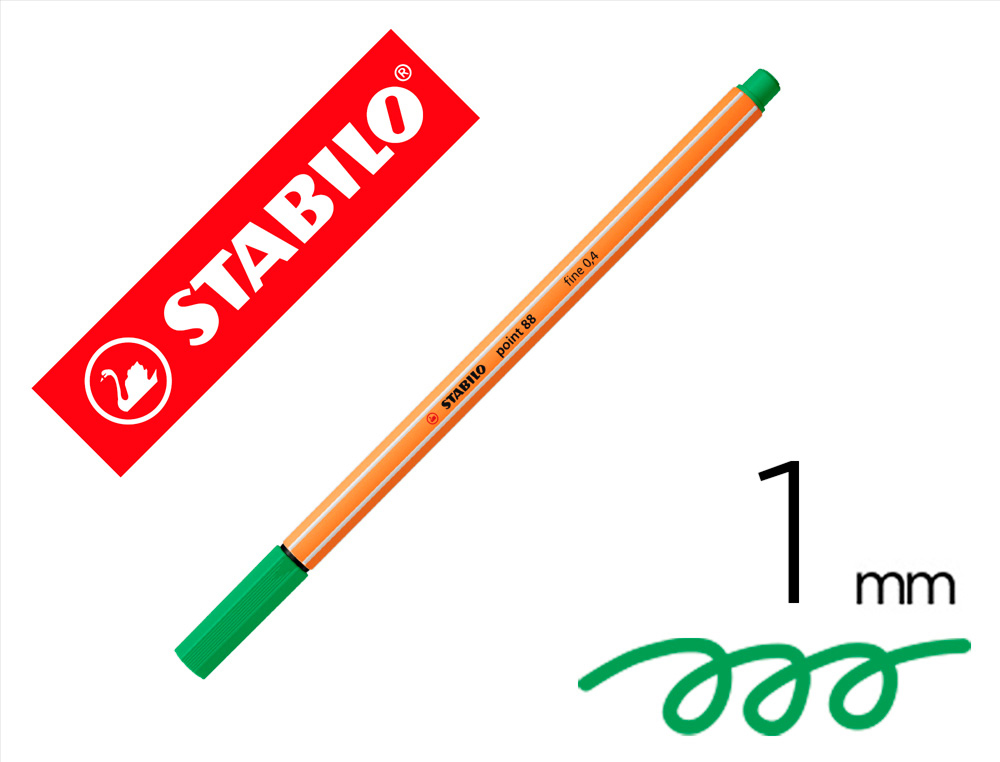 ROTULADOR STABILO PUNTA DE FIB RA POINT 88 ESMERALDA CLARO PUNTA FINA 0,4MM