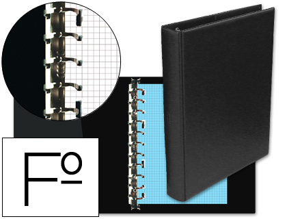 CARPETA MULTIFIN ALFA 3005-G 16 ANILLAS 39 MM PLASTICO FOLIO NEGRO 215X310 MM