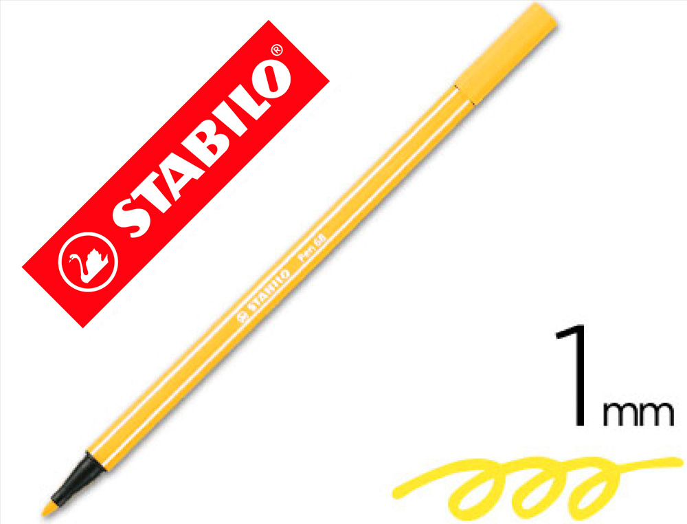 ROTULADOR STABILO ACUARELABLE PEN 68 AMARILLO LIMON PUNTA GRUESA 1MM