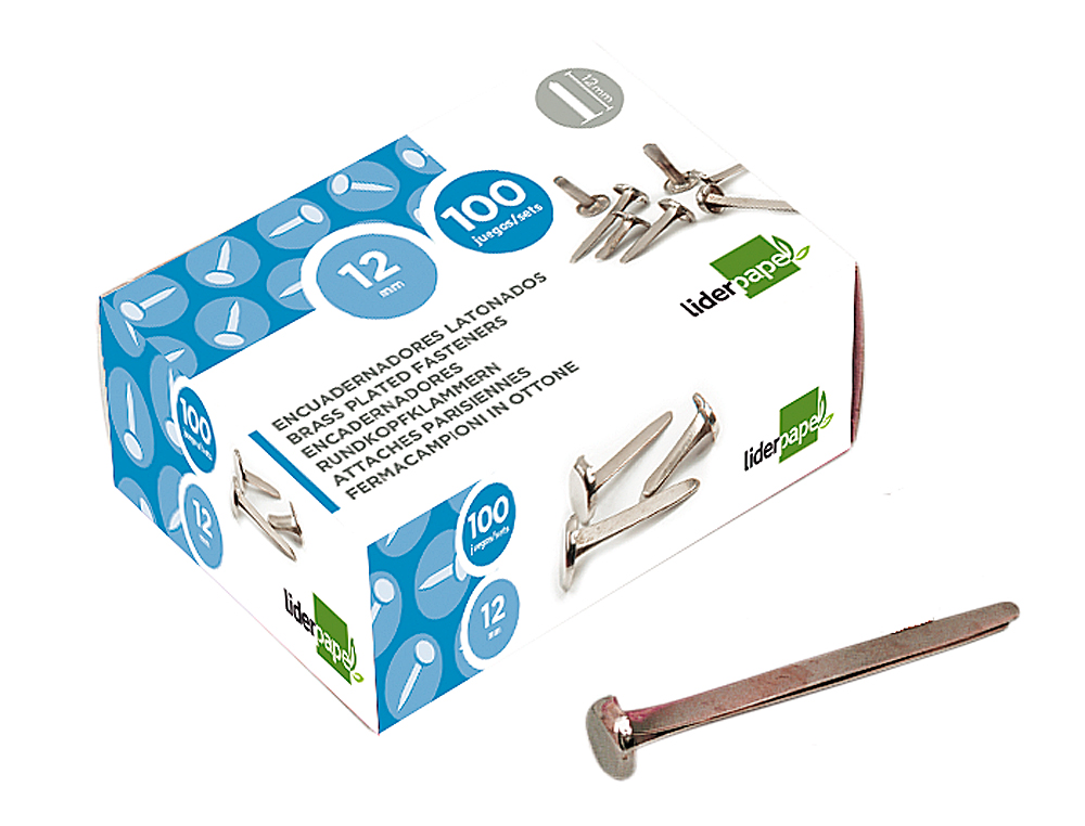 ENCUADERNADORES LIDERPAPEL NIQUELADOS N.8 40 MM CAJA DE 100 UNIDADES