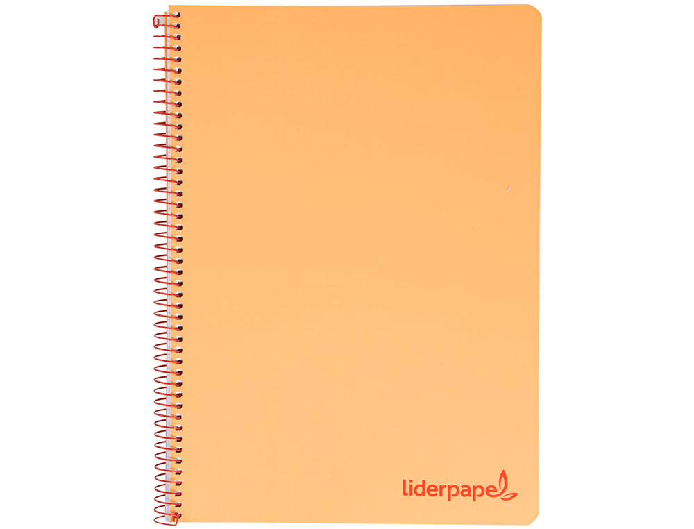 CUADERNO ESPIRAL LIDERPAPEL A5 MICRO WONDER TAPA PLASTICO 120H 90GR CUADRO 5MM 5 BANDAS 6 TALADROS COLOR NARANJA