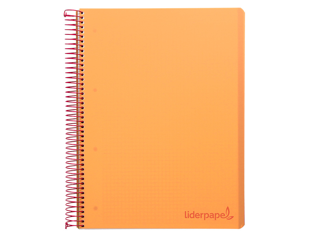 CUADERNO ESPIRAL LIDERPAPEL A5 MICRO WONDER TAPA PLASTICO 120H 90GR CUADRO 5MM 5 BANDAS 6 TALADROS COLOR NARANJA