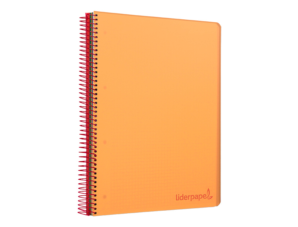 CUADERNO ESPIRAL LIDERPAPEL A5 MICRO WONDER TAPA PLASTICO 120H 90GR CUADRO 5MM 5 BANDAS 6 TALADROS COLOR NARANJA