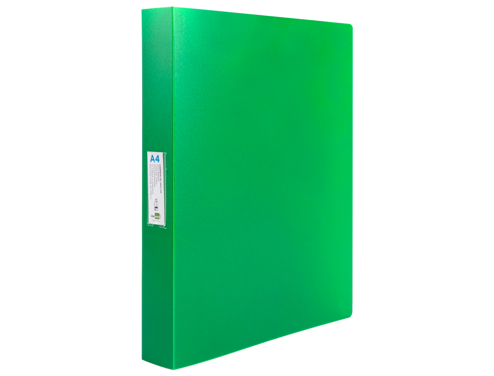 CARPETA LIDERPAPEL 4 ANILLAS 25 MM MIXTAS POLIPROPILENO DIN A4 VERDE MANZANA OPACO