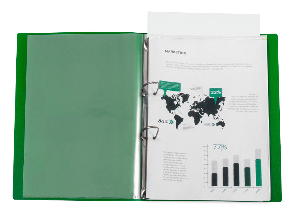 CARPETA LIDERPAPEL CANGURO 2 ANILLAS 25 MM MIXTAS POLIPROPILENO DIN A4 VERDE TRANSLUCIDO