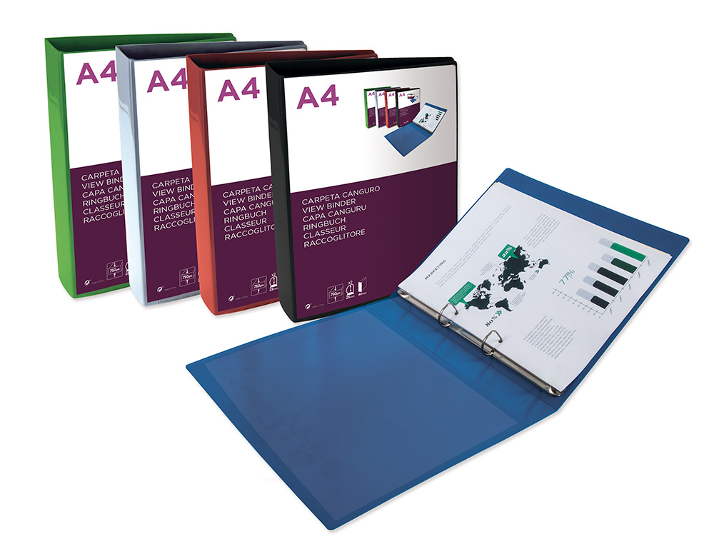 CARPETA LIDERPAPEL CANGURO 2 ANILLAS 25 MM MIXTAS POLIPROPILENO DIN A4 VERDE TRANSLUCIDO