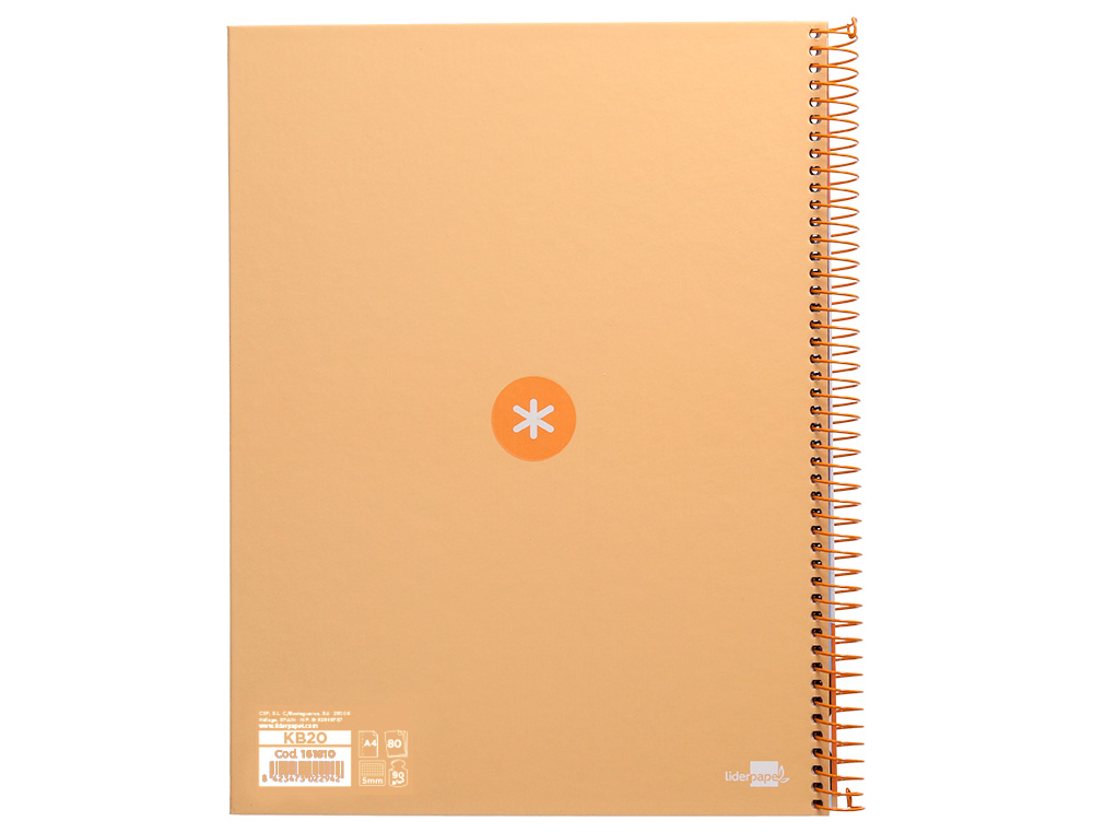 CUADERNO ESPIRAL A4 MICRO ANTARTIK TAPA FORRADA 80H 90 GR CUADRO 5MM 1 BANDA 4 TALADROS COLOR PEACH