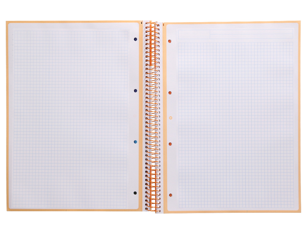 CUADERNO ESPIRAL A4 MICRO ANTARTIK TAPA FORRADA 80H 90 GR CUADRO 5MM 1 BANDA 4 TALADROS COLOR PEACH