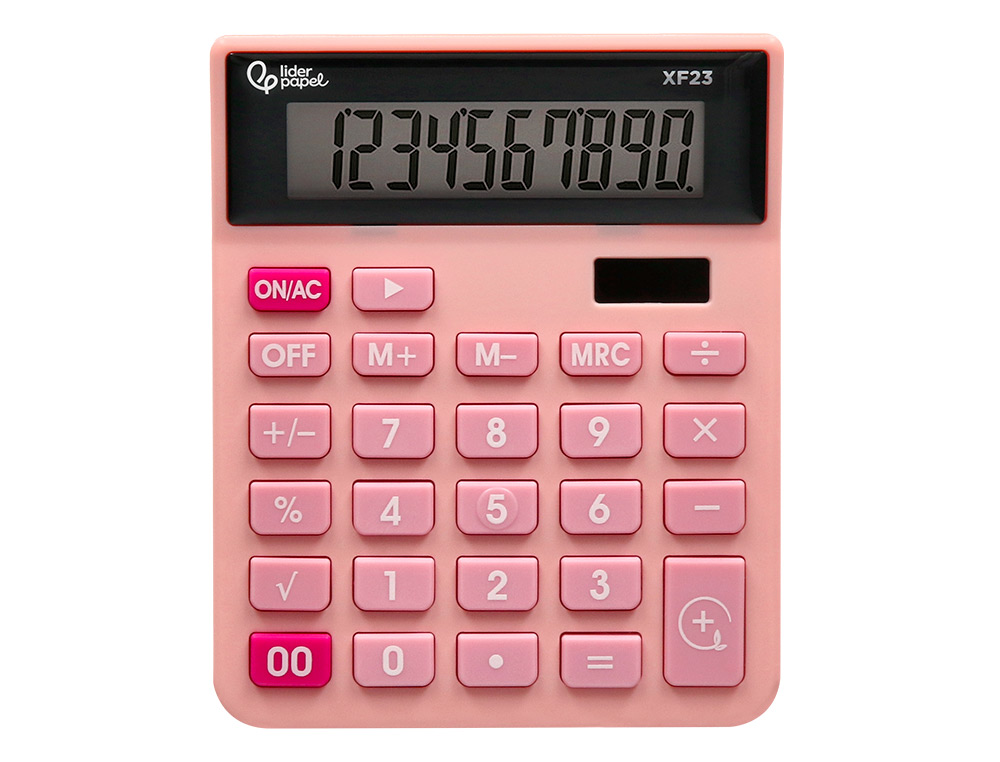 CALCULADORA LIDERPAPEL SOBREMESA XF23 10 DIGITOS SOLAR Y PILAS COLOR ROSA 127X105X24 MM