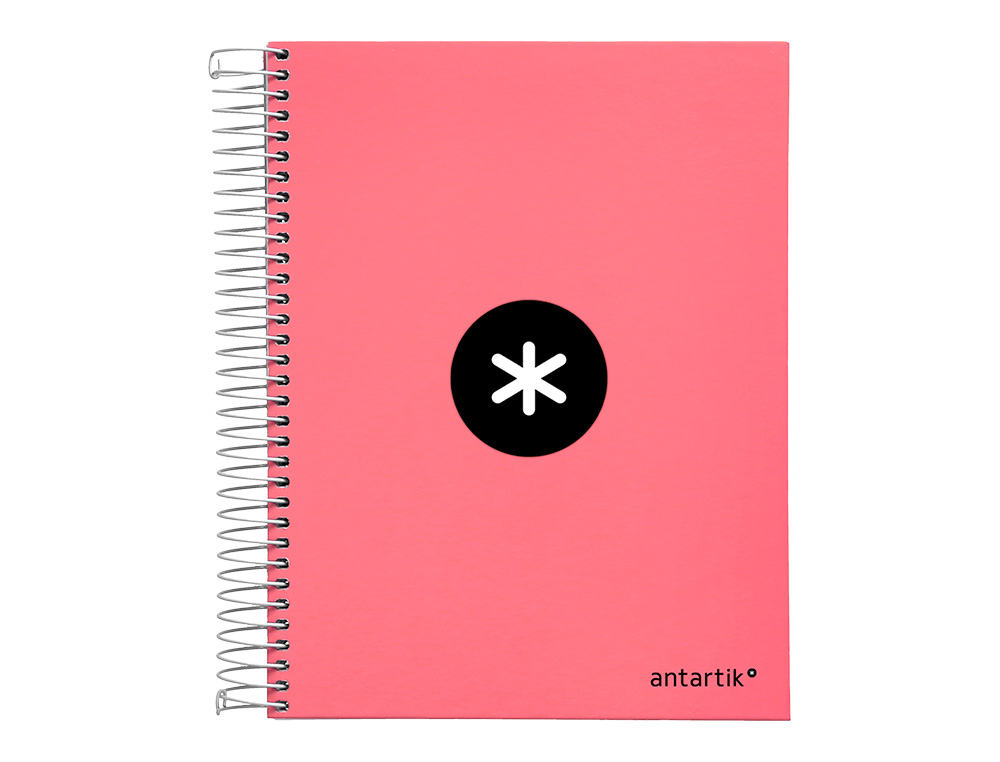 CUADERNO ESPIRAL A5 MICRO ANTARTIK TAPA FORRADA120H 100 GR HORIZONTAL 5 BANDA6 TALADROS COLOR CORAL