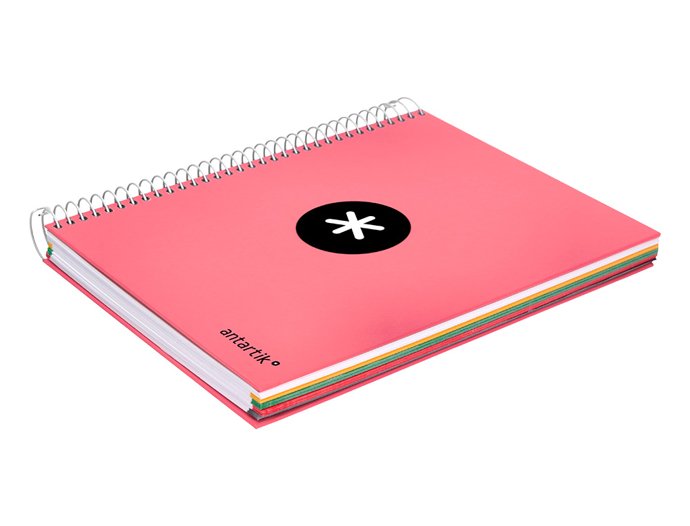CUADERNO ESPIRAL A5 MICRO ANTARTIK TAPA FORRADA120H 100 GR HORIZONTAL 5 BANDA6 TALADROS COLOR CORAL