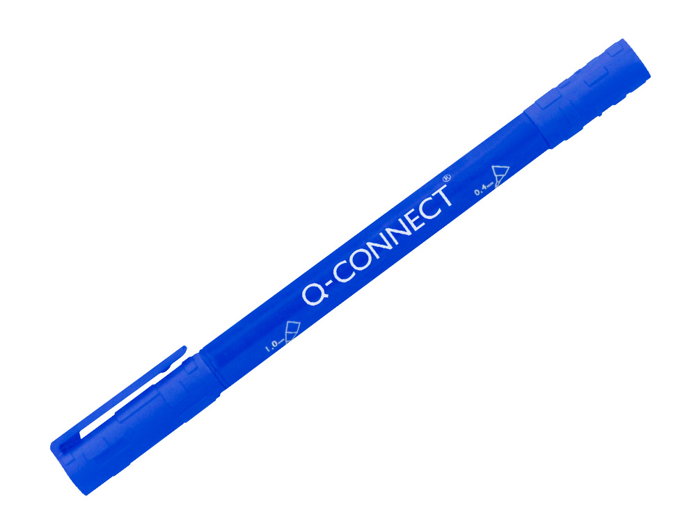 ROTULADOR Q-CONNECT MARCADOR PERMANENTE DOBLE PUNTA COLOR AZUL 0,4 MM Y 1 MM