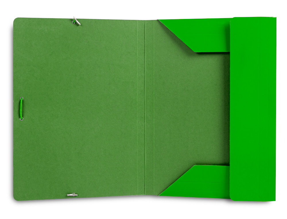 CARPETA LIDERPAPEL GOMAS TRES SOLAPAS CARTON PLASTIFICADO FOLIO COLOR VERDE
