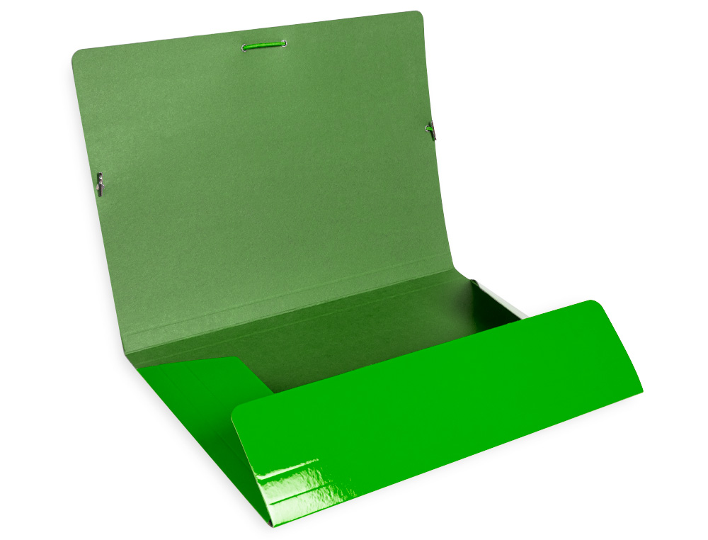 CARPETA LIDERPAPEL GOMAS TRES SOLAPAS CARTON PLASTIFICADO FOLIO COLOR VERDE