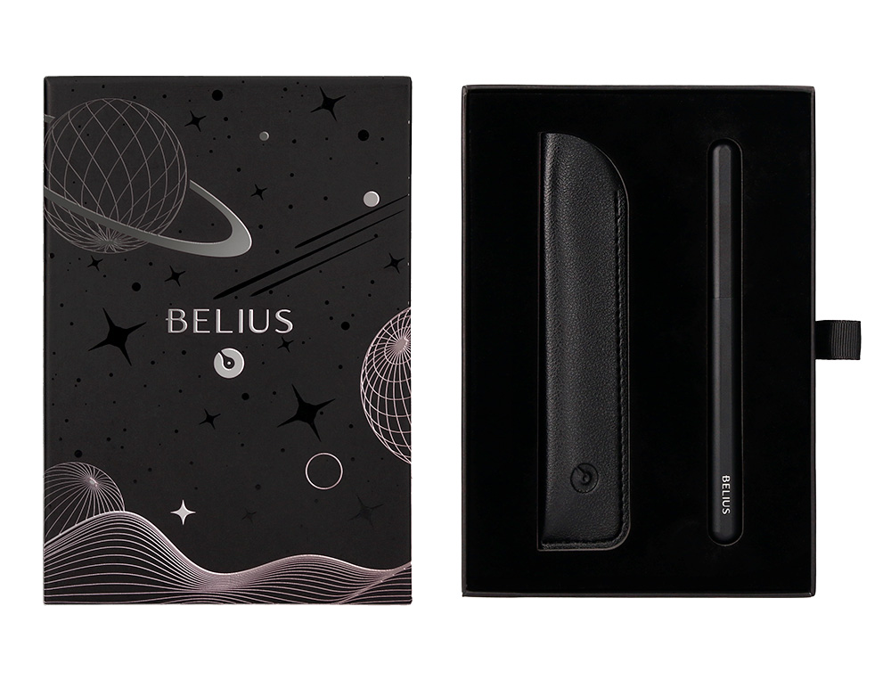 ROLLER Y FUNDA DE SIMILPIEL BELIUS SPACE B COLOR MINIMALISTA NEGRO TINTA AZUL CAJA DE DISEO