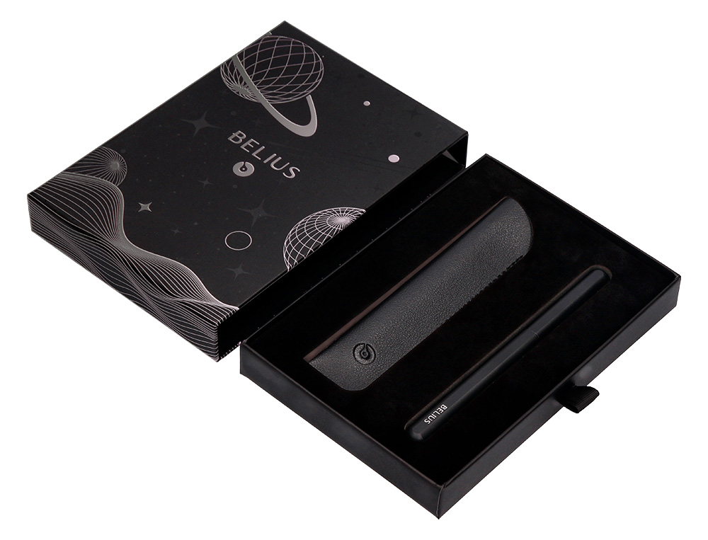 ROLLER Y FUNDA DE SIMILPIEL BELIUS SPACE B COLOR MINIMALISTA NEGRO TINTA AZUL CAJA DE DISEO