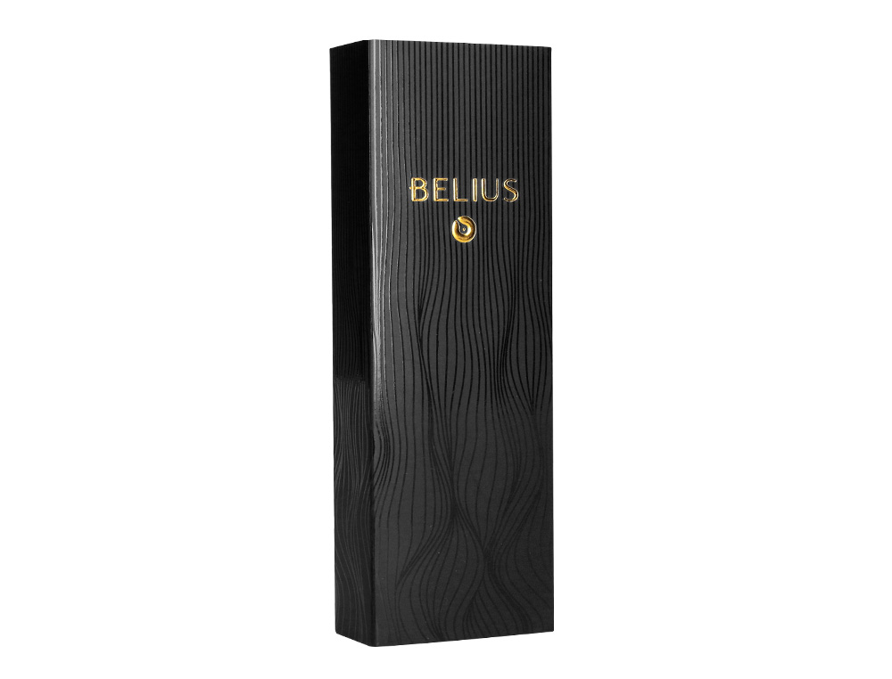 BOLIGRAFO BELIUS NEPTUNO ALUMINIO TEXTURA WAVY COLOR NEGRO TINTA AZUL CAJA DE DISEÑO