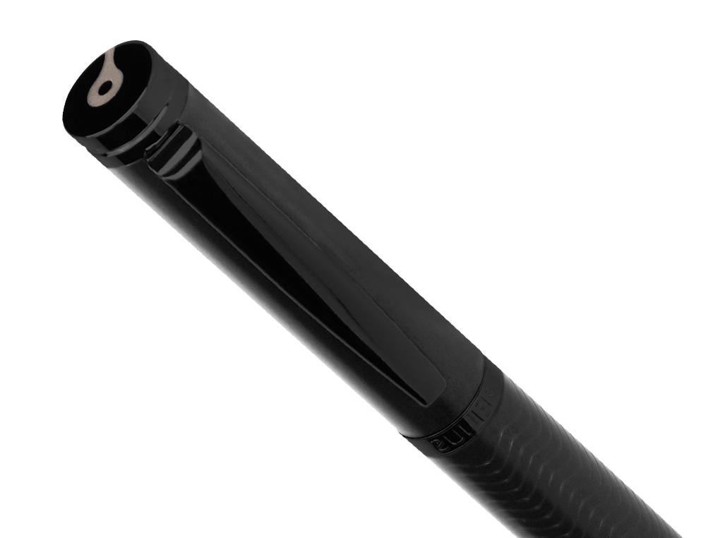 BOLIGRAFO BELIUS NEPTUNO ALUMINIO TEXTURA WAVY COLOR NEGRO TINTA AZUL CAJA DE DISEÑO