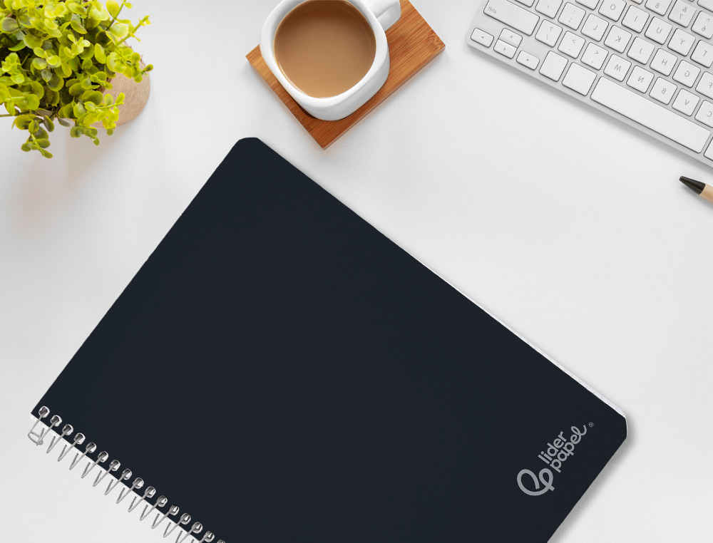 CUADERNO ESPIRAL LIDERPAPEL A4 WITTY TAPA DURA 80H 90GR RAYADO HORIZONTAL CON MARGEN COLOR NEGRO