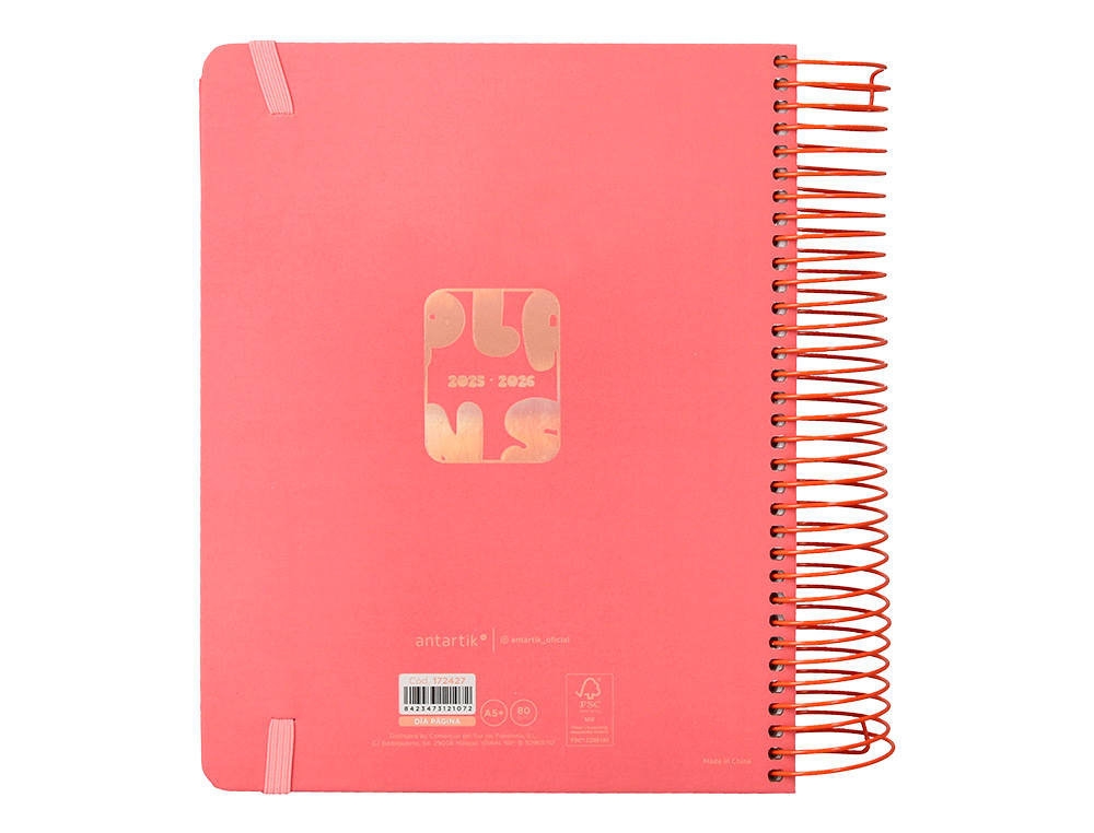 AGENDA ESCOLAR ANTARTIK 25-26 ESPIRAL PLANS NARANJA DIA PAGINA A5 BILINGE PAPEL FSC 80 GR