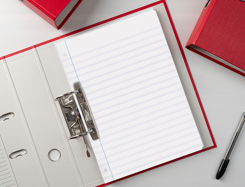 RECAMBIO LIDERPAPEL A4 100 HOJAS 100GR PAUTA 3,5MM CON MARGEN 4 TALADROS