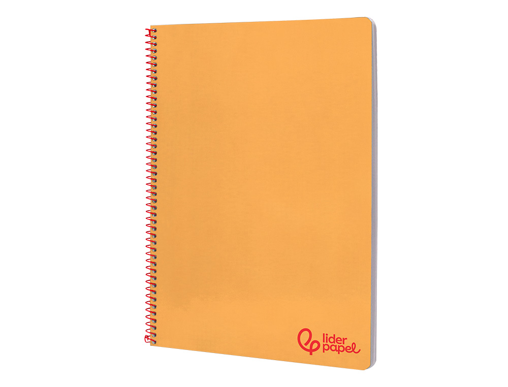 CUADERNO ESPIRAL LIDERPAPEL A4 WONDER TAPA PLASTICO 80H 90GR RAYADO HORIZONTAL CON MARGEN COLOR NARANJA