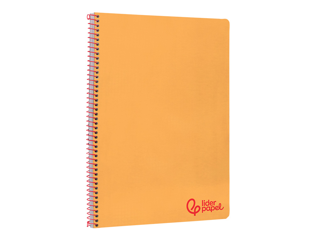 CUADERNO ESPIRAL LIDERPAPEL A4 WONDER TAPA PLASTICO 80H 90GR RAYADO HORIZONTAL CON MARGEN COLOR NARANJA