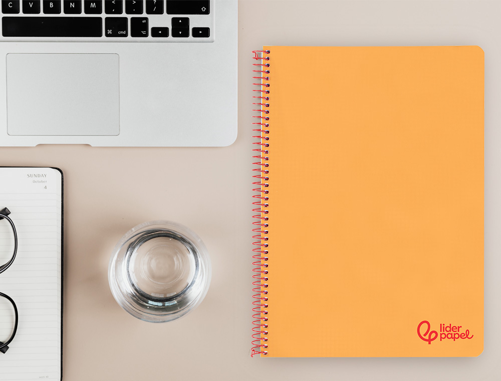CUADERNO ESPIRAL LIDERPAPEL A4 WONDER TAPA PLASTICO 80H 90GR RAYADO HORIZONTAL CON MARGEN COLOR NARANJA