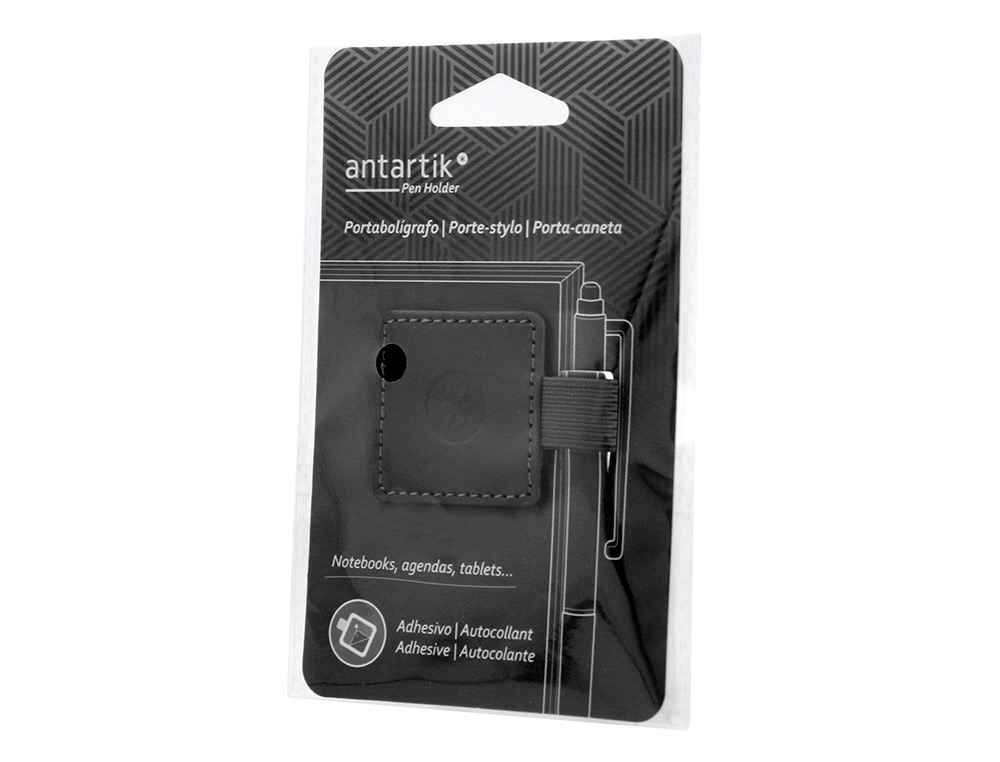 PORTABOLIGRAFO AUTOADHESIVO ANTARTIK PARA CUADERNO NOTE CON ELASTICO HASTA 15 MM GROSOR 80 MM NEGRO
