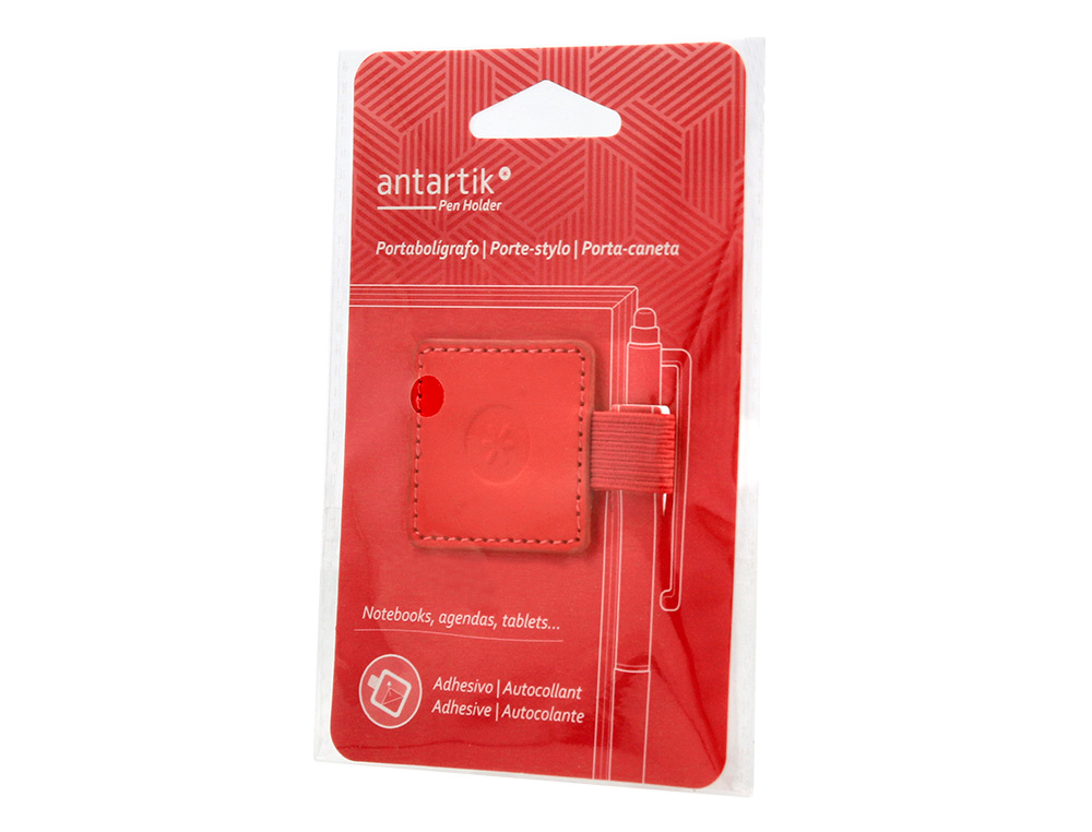 PORTABOLIGRAFO AUTOADHESIVO ANTARTIK PARA CUADERNO NOTE CON ELASTICO HASTA 15 MM GROSOR 80 MM ROJO 40X40 MM