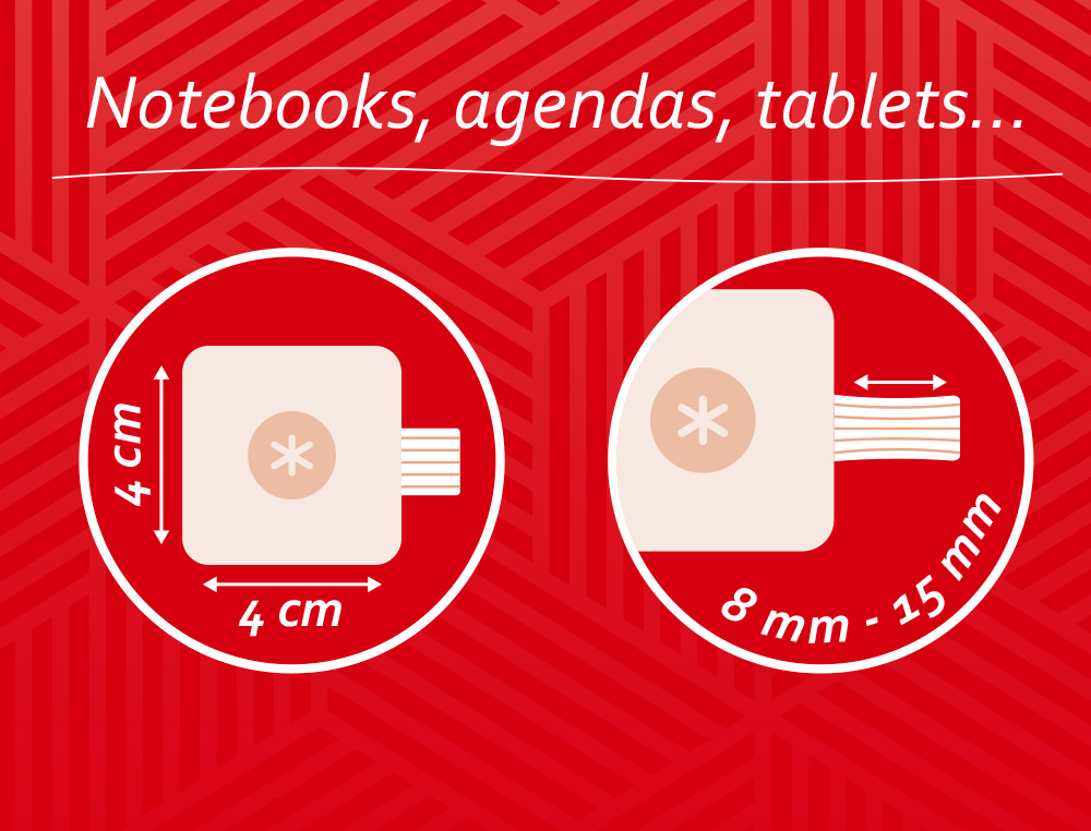 PORTABOLIGRAFO AUTOADHESIVO ANTARTIK PARA CUADERNO NOTE CON ELASTICO HASTA 15 MM GROSOR 80 MM ROJO 40X40 MM