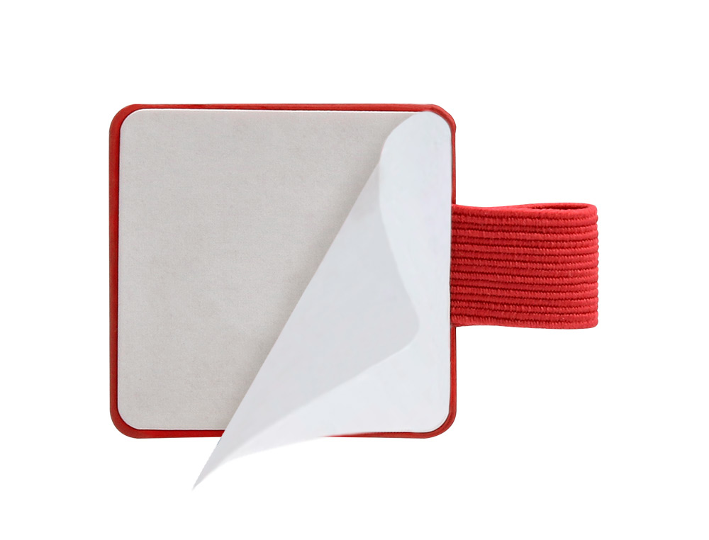 PORTABOLIGRAFO AUTOADHESIVO ANTARTIK PARA CUADERNO NOTE CON ELASTICO HASTA 15 MM GROSOR 80 MM ROJO 40X40 MM