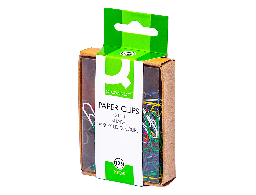 CLIPS COLORES Q-CONNECT 26 MM CAJA DE 125 UNIDADES COLORES SURTIDOS