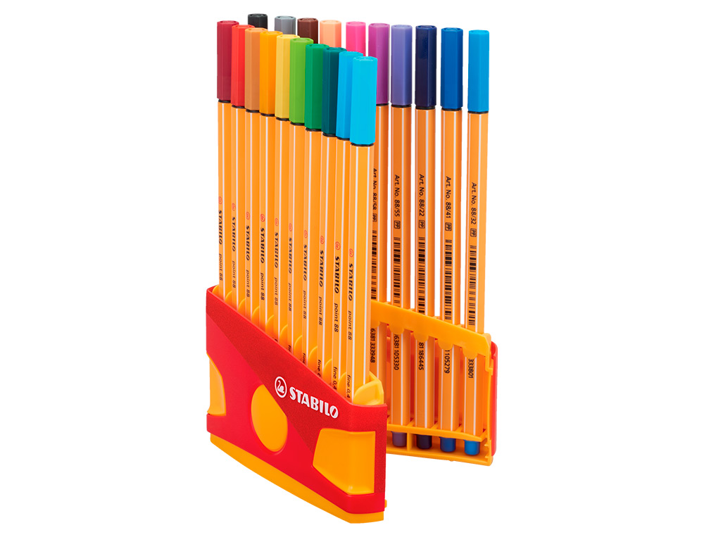 ROTULADOR STABILO PUNTA DE FIBRA POINT 88 COLOR PARADE ESTUCHE DE 20 UNIDADES COLORES SURTIDOS