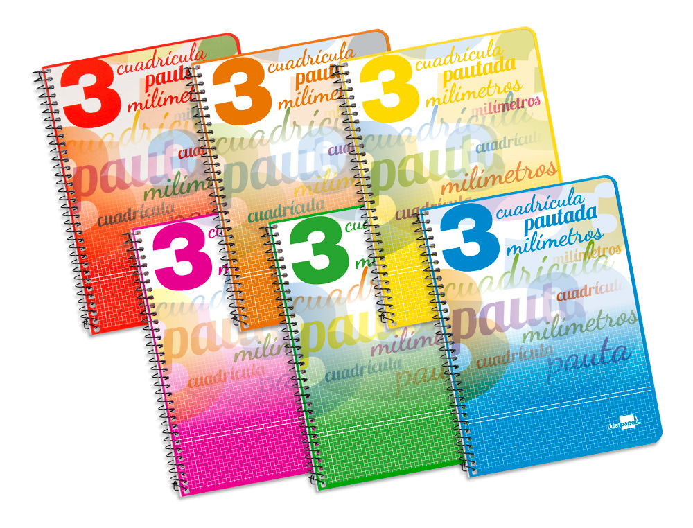 CUADERNO ESPIRAL LIDERPAPEL CUARTO PAUTAGUIA TAPA BLANDA 40H 75GR CUADRO PAUTADO 3 MM CON MARGEN COLORES SURTIDOS