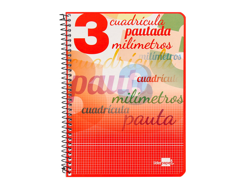 CUADERNO ESPIRAL LIDERPAPEL CUARTO PAUTAGUIA TAPA BLANDA 40H 75GR CUADRO PAUTADO 3 MM CON MARGEN COLORES SURTIDOS