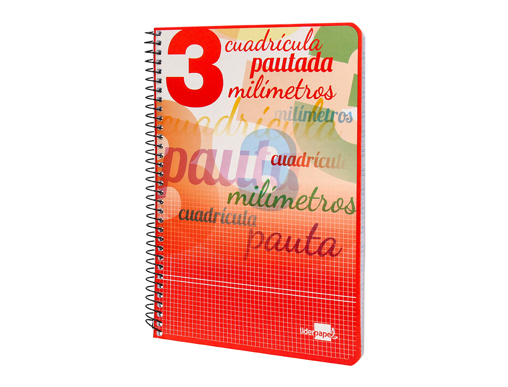 CUADERNO ESPIRAL LIDERPAPEL CUARTO PAUTAGUIA TAPA BLANDA 40H 75GR CUADRO PAUTADO 3 MM CON MARGEN COLORES SURTIDOS