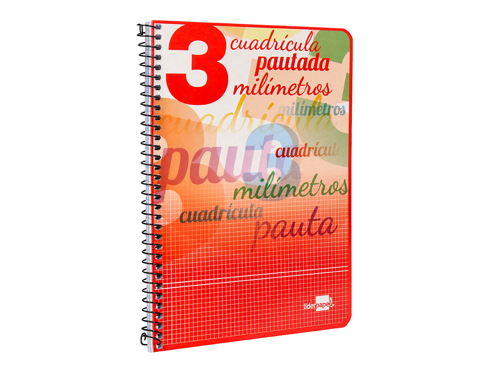CUADERNO ESPIRAL LIDERPAPEL CUARTO PAUTAGUIA TAPA BLANDA 40H 75GR CUADRO PAUTADO 3 MM CON MARGEN COLORES SURTIDOS