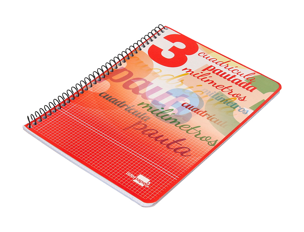 CUADERNO ESPIRAL LIDERPAPEL CUARTO PAUTAGUIA TAPA BLANDA 40H 75GR CUADRO PAUTADO 3 MM CON MARGEN COLORES SURTIDOS