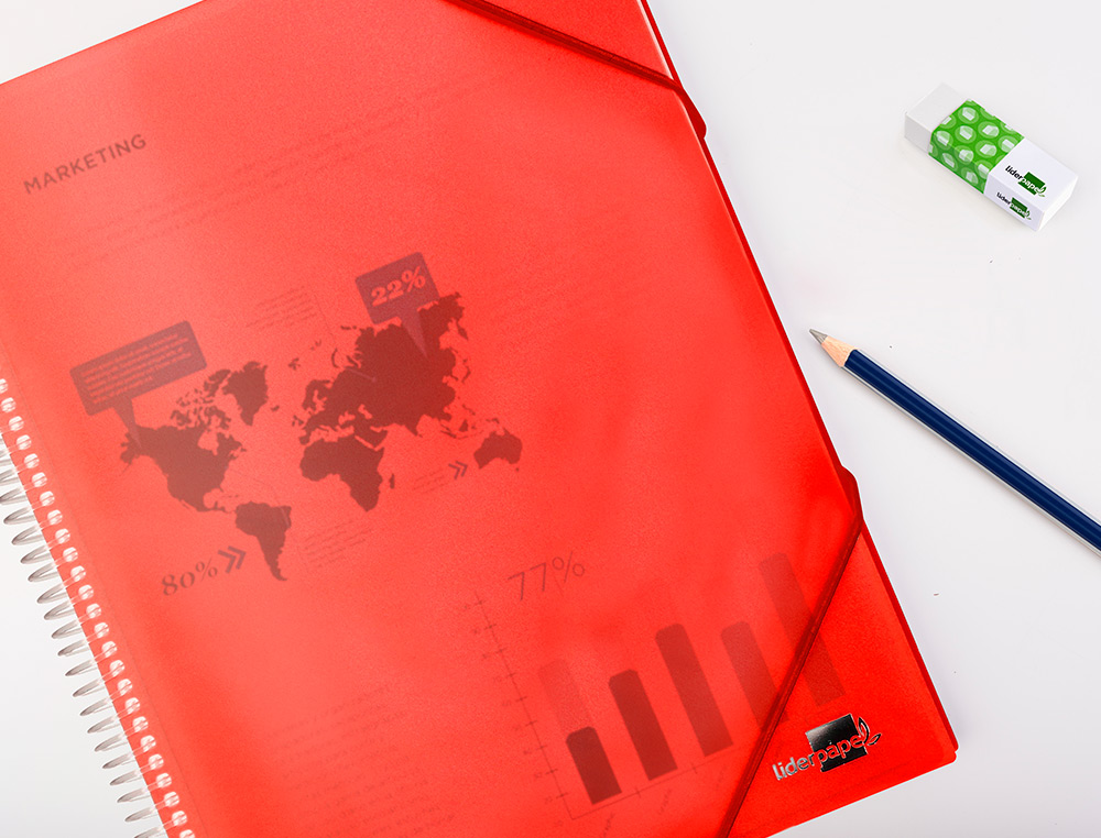 CARPETA LIDERPAPEL ESCAPARATE CON ESPIRAL 80 FUNDAS POLIPROPILENO DIN A4 ROJO