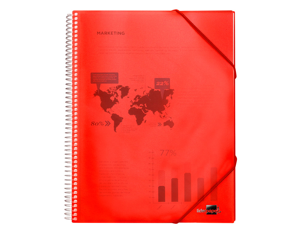 CARPETA LIDERPAPEL ESCAPARATE CON ESPIRAL 80 FUNDAS POLIPROPILENO DIN A4 ROJO