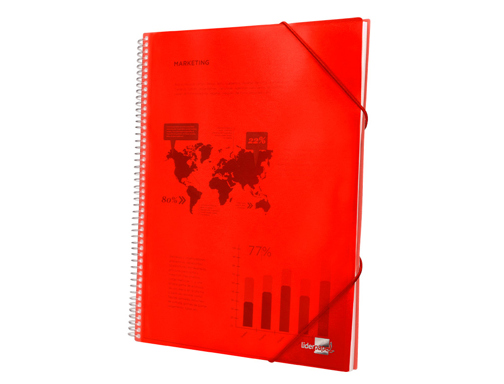 CARPETA LIDERPAPEL ESCAPARATE CON ESPIRAL 80 FUNDAS POLIPROPILENO DIN A4 ROJO