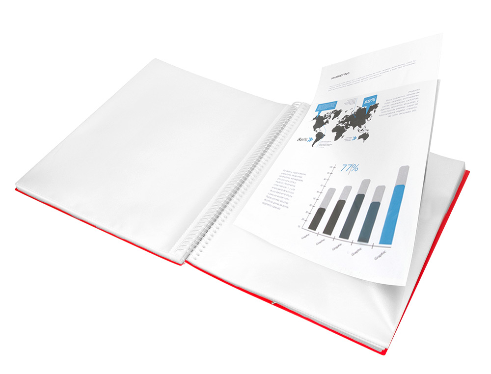 CARPETA LIDERPAPEL ESCAPARATE CON ESPIRAL 80 FUNDAS POLIPROPILENO DIN A4 ROJO