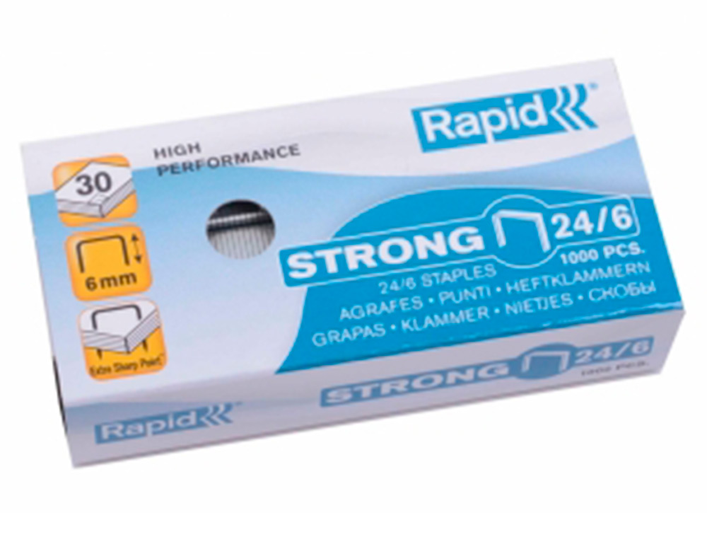 GRAPAS RAPID N 24/6 STRONG GALVANIZADAS CAJA DE 1000 UNIDADES