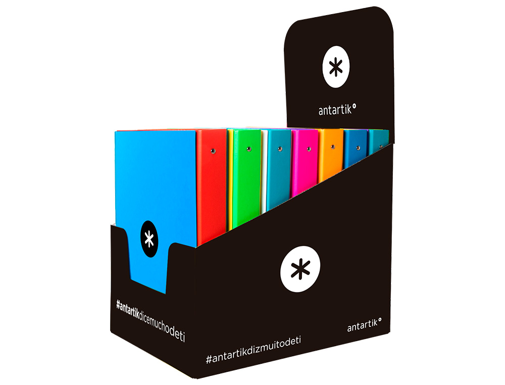 CARPETA ANTARTIK A4 FORRADA 4 ANILLAS 25 MM REDONDAS COLORES SURTIDOS