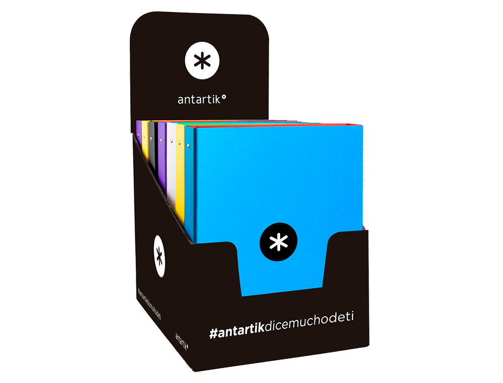 CARPETA ANTARTIK A4 FORRADA 4 ANILLAS 25 MM REDONDAS COLORES SURTIDOS