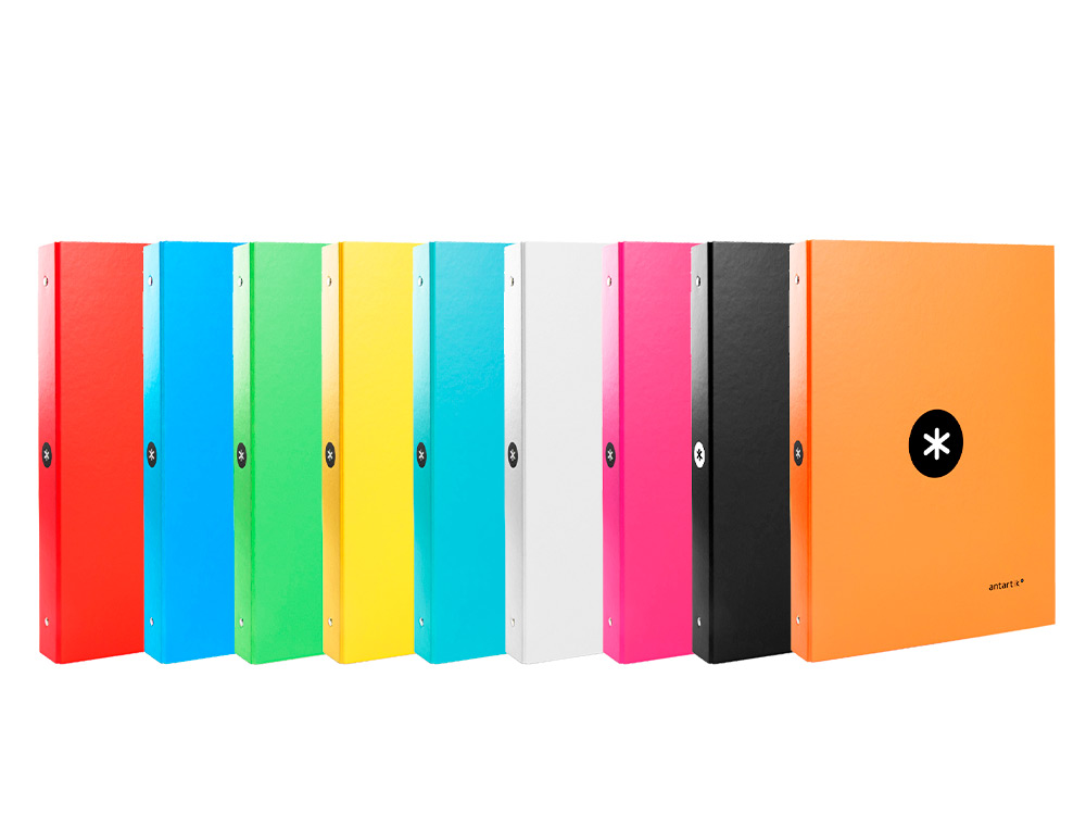 CARPETA ANTARTIK A4 FORRADA 4 ANILLAS 25 MM REDONDAS COLORES SURTIDOS