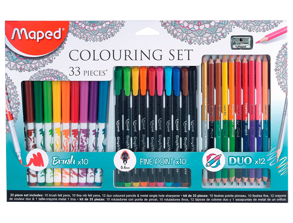 SET DE DIBUJO MAPED MANDALAS 33 PIEZAS COLORES SURTIDOS