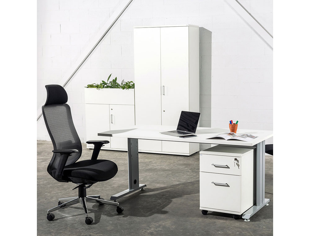 MESA DE OFICINA ROCADA METAL 2003AC01 ALUMINIO /HAYA 180X80 CM