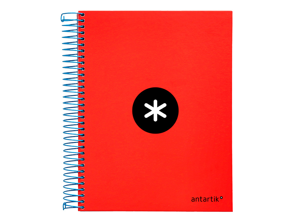 CUADERNO ESPIRAL A5 MICRO ANTARTIK TAPA FORRADA 120H 90G LISO CON BANDAS 6 TALADROS COLOR ROJO
